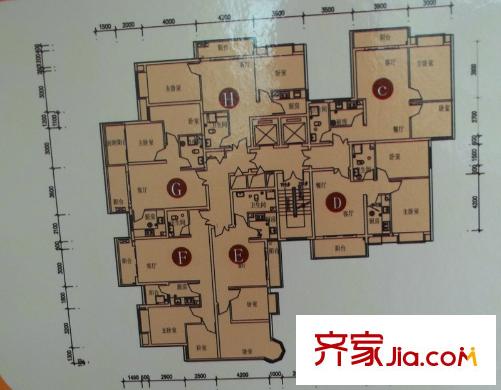 康城花園戶型圖B戶型 2室1廳1衛(wèi)1廚