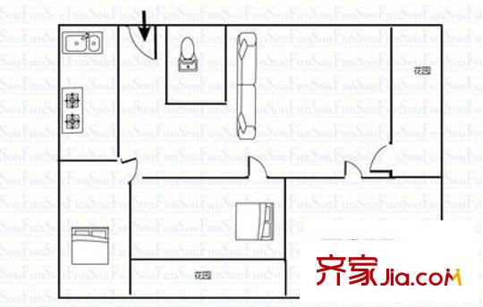大營坡汪家灣 3室 戶型圖