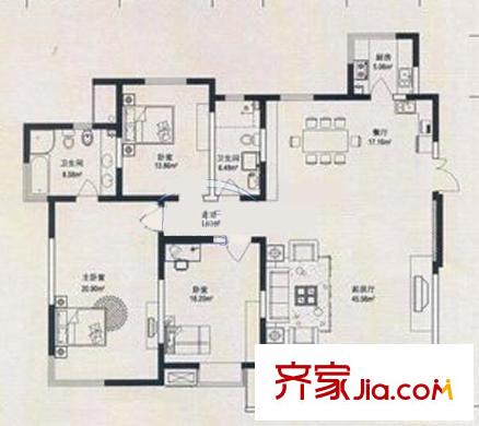  陽關(guān)小區(qū) 5室 戶型圖