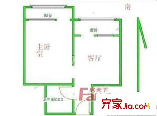  陽關(guān)小區(qū) 1室 戶型圖