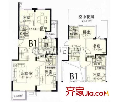  陽關(guān)小區(qū) 4室 戶型圖