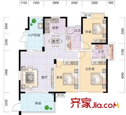 世紀城龍福苑 3室 戶型圖