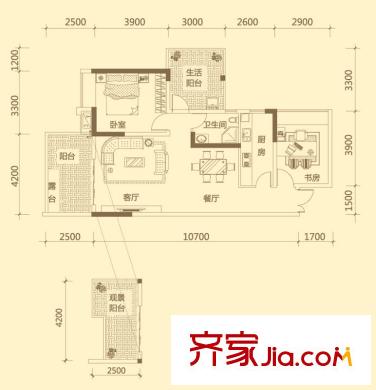 興隆譽(yù)峰戶型圖三組團(tuán)雅境園7號(hào)樓C3戶型 2室2廳1衛(wèi)1廚