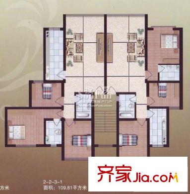 騏平方米苑戶型圖2號(hào)樓2 6室2廳3衛(wèi)2廚