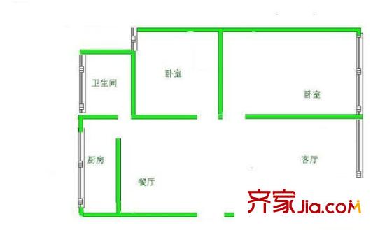 翡翠新村 2室 戶型圖