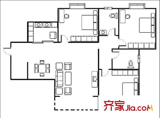 世紀(jì)城龍慈苑 3室 戶型圖