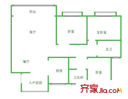 世紀(jì)城龍慈苑 3室 戶型圖