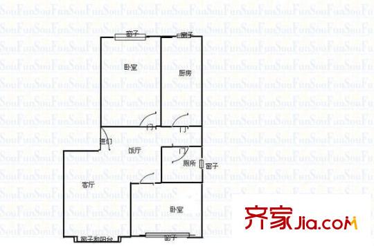 東山巷小區(qū) 2室 戶型圖