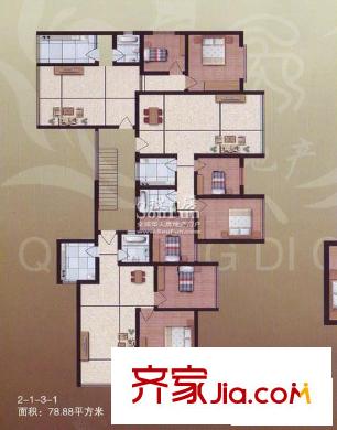 騏平方米苑戶型圖2號(hào)樓1 7室5廳3衛(wèi)3廚