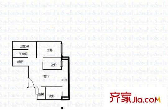 金竹苑 3室 戶型圖