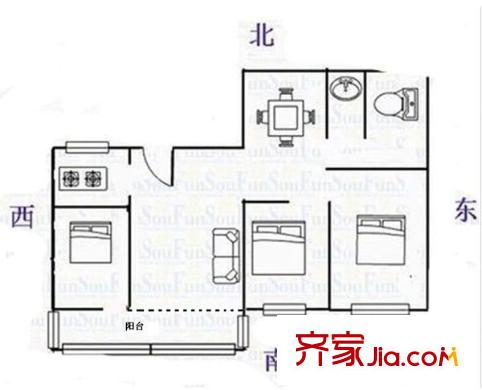 金竹苑 3室 戶型圖