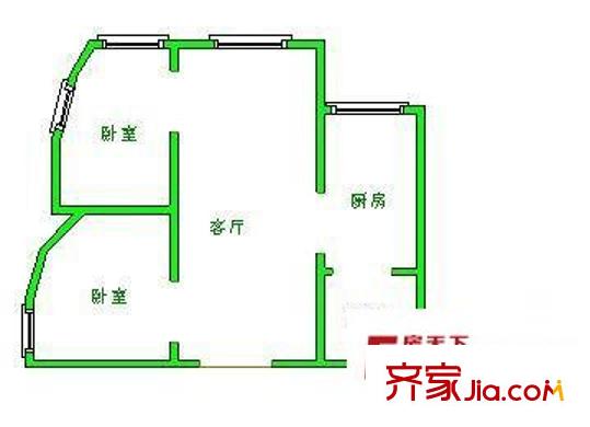 順興花園 2室 戶型圖