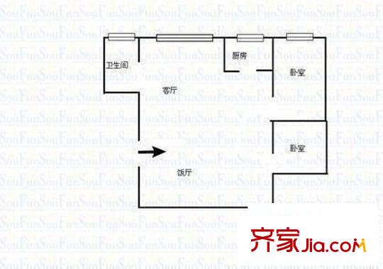 文昌北路小區(qū) 2室 戶型圖