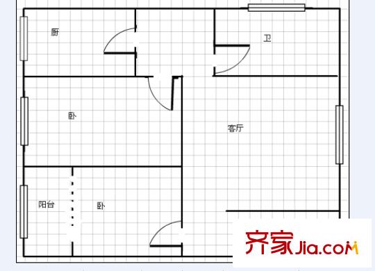 文昌北路小區(qū) 2室 戶型圖