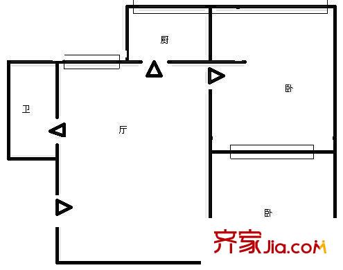 文昌北路小區(qū) 2室 戶型圖