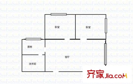 翡翠新村 2室 戶型圖