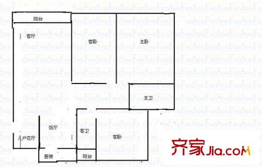 世紀(jì)城龍慈苑 3室 戶型圖