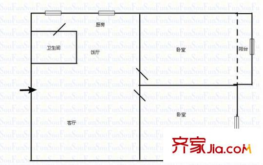 東山巷小區(qū) 2室 戶型圖