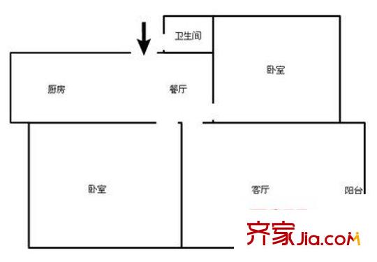 東山巷小區(qū) 2室 戶型圖