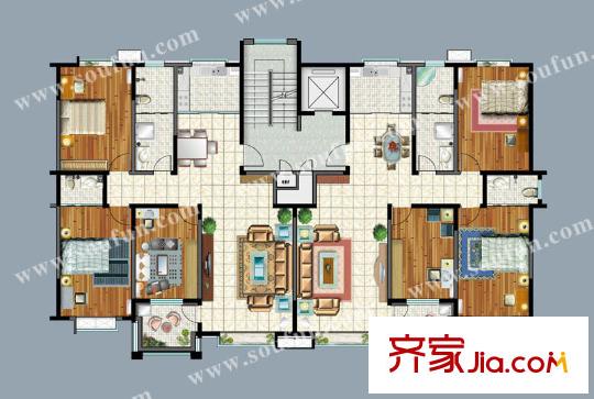 圣泉流云二期戶型圖3 3室2廳1衛(wèi)1廚