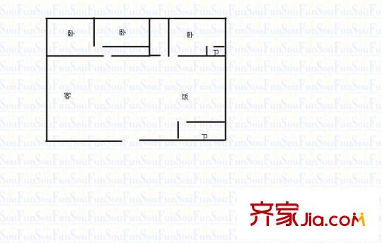 順興花園 3室 戶型圖