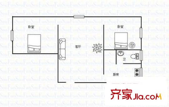 貴開路鐵橋景泰花園 2室 戶型圖
