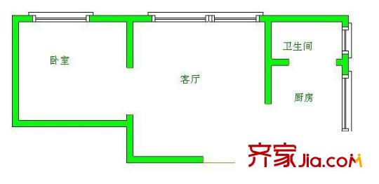 貴開路鐵橋景泰花園 1室 戶型圖