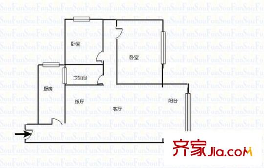 貴開路鐵橋景泰花園 2室 戶型圖