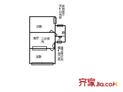 大西門小區(qū) 2室 戶型圖