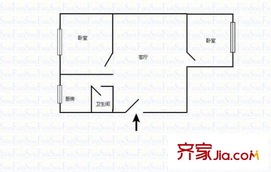 大西門小區(qū) 2室 戶型圖