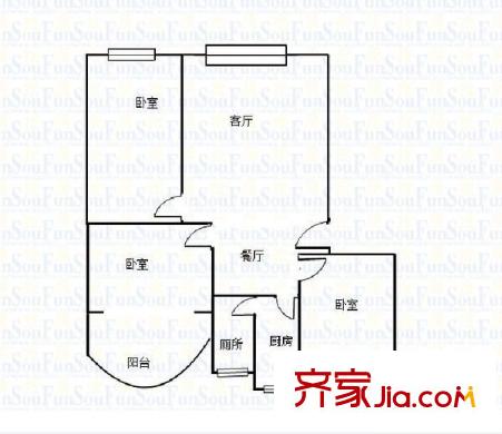大西門小區(qū) 3室 戶型圖