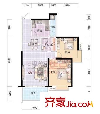 世紀城龍祺苑 2室 戶型圖