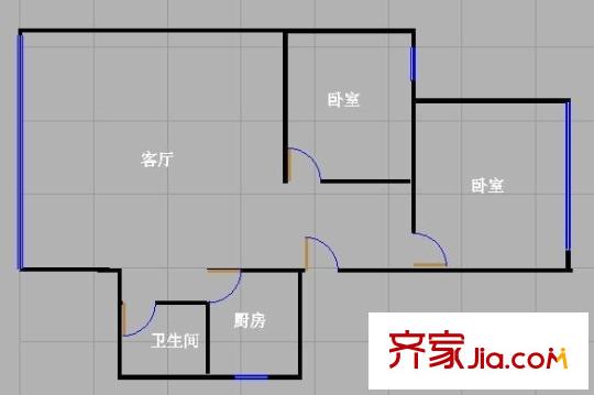 貴開(kāi)路鐵橋景泰花園 2室 戶型圖