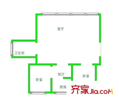 文昌北路小區(qū) 2室 戶型圖