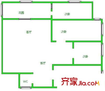 中天花園桂花園 3室 戶型圖