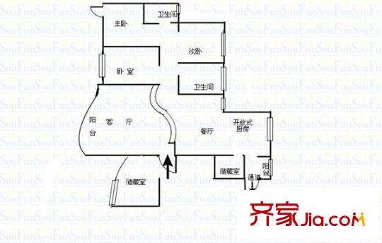 世紀城龍禧苑 3室 戶型圖