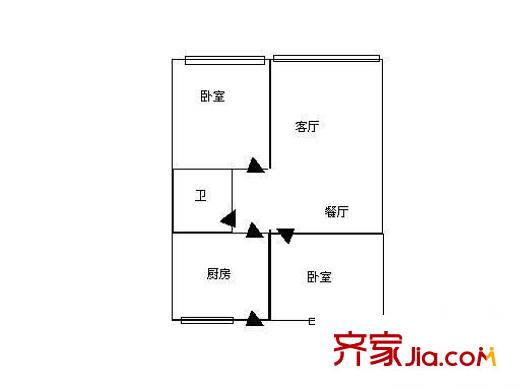 友誼路變維小區(qū) 2室 戶型圖