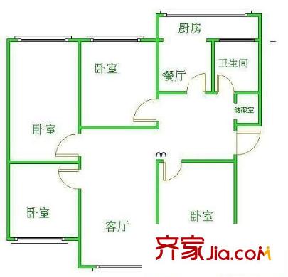 市北路房改房 4室 戶型圖
