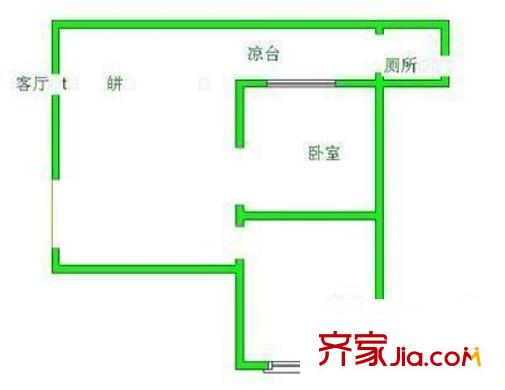 市北路房改房 2室 戶型圖