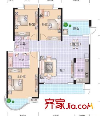 白云公園社區(qū) 3室 戶(hù)型圖