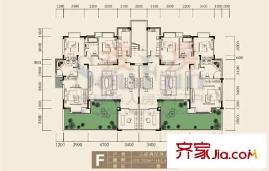 東山美廬戶型圖3室2廳2衛(wèi)1廚