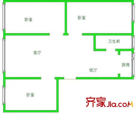 大西門小區(qū) 3室 戶型圖