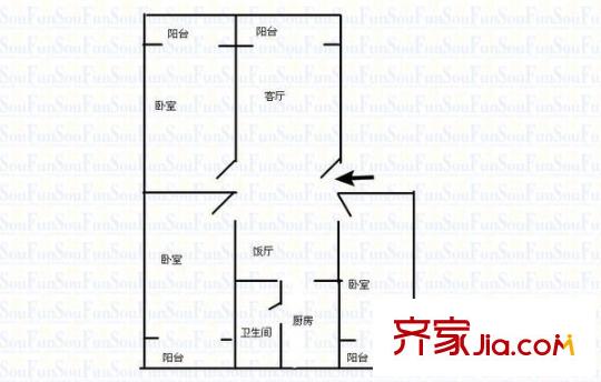 大西門小區(qū) 3室 戶型圖