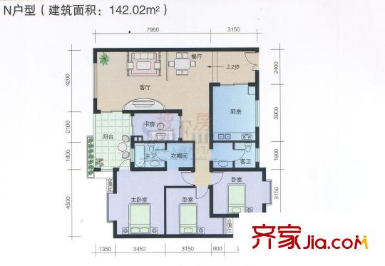 天驕豪園戶型圖N戶型標(biāo)準(zhǔn)層 4室2廳2衛(wèi)1廚