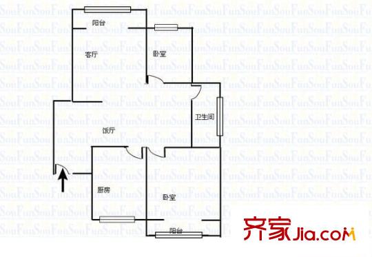 海馬小區(qū) 2室 戶型圖