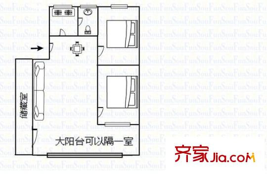 海馬小區(qū) 2室 戶型圖
