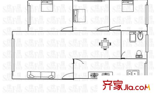 七彩湖花園 3室 戶型圖