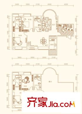 紫金莊園戶型圖5棟1單元1號戶型 4室2廳4衛(wèi)1廚
