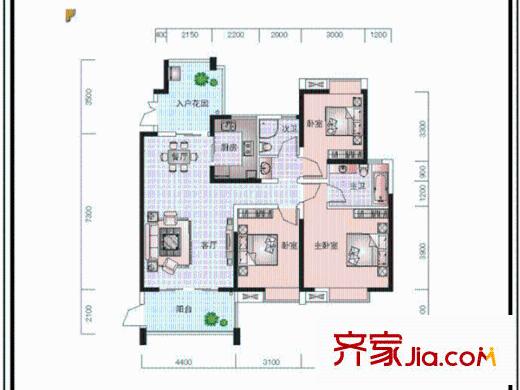 世紀城龍祺苑 3室 戶型圖