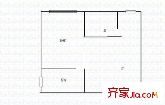 市北路房改房 1室 戶型圖